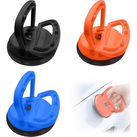 3 ventouses de réparation de voiture, extracteur de bosses, outils de réparation de bosses, applicable à la réparation de bosses automobiles (noir, orange, bleu) (1/5)