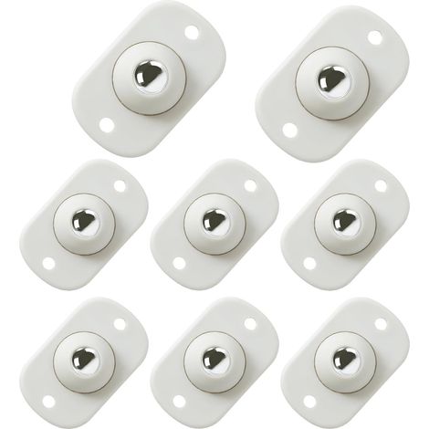 Set mit 8 selbstklebenden Rollen, 360° drehbare Kugellagerrollen, kompakt, flach, leise, für DIY-Kleinmöbel, Haushaltsgeräte, Aufbewahrungsboxen, Mülleimer, Weiß