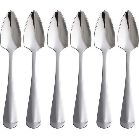 Ensemble de 6 cuillères à pamplemousse en acier inoxydable de qualité alimentaire, cuillères à dessert effet miroir, cuillères à fruits dentelées