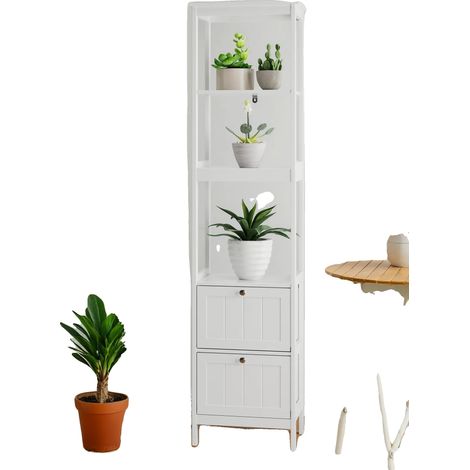 Armoire de rangement, 40 x 30 x 160 cm, MDF de haute qualité, Capacité de charge de 10 kg par étagère, Capacité de charge de 5 kg par tiroir, Combinaison d'étagères ouvertes et de tiroirs cachés (1/5)