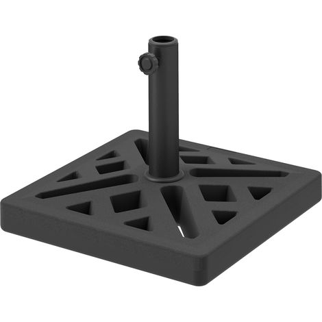 Quadratischer Sonnenschirmständer, 15 kg, Betonsockel für Stangen Ø 32–48 mm, durchbrochenes Design, 45 x 45 x 33,5 cm, schwarz