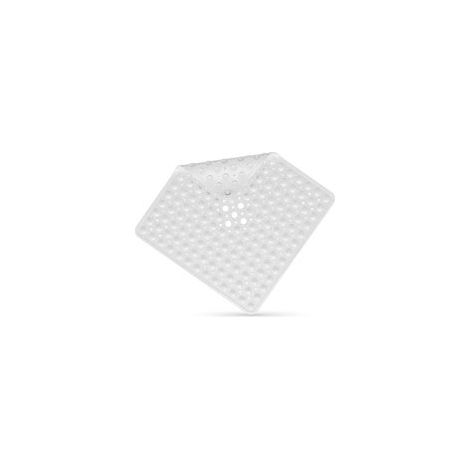 Tapis de douche carré antidérapant 53x53 cm, ventouses, blanc, lavable – (1/5)
