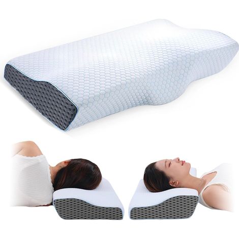 Oreiller orthopédique en mousse à mémoire de forme - avec housse amovible et lavable pour soulager les douleurs au dos et aux épaules-AquaForge (1/5)