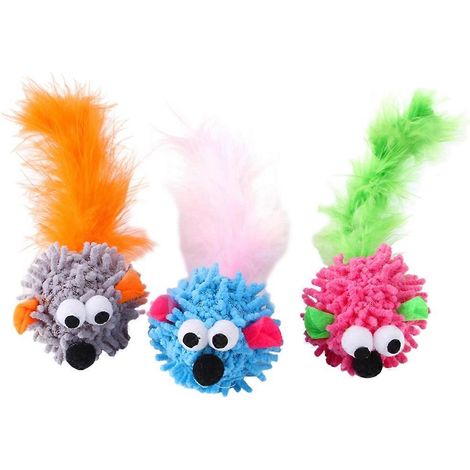 Mikrofaser-Spielzeugmaus für Katzen, leuchtende Farben, flauschige Maus zum Spielen, Fangen und Trainieren