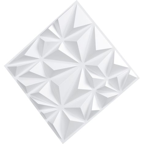 Mophorn Pannelli da parete 3D , confezione da 33 piastrelle diamantate in PVC da 11,81 x 11,81 pollici, copertura di 32 piedi quadrati, pannello decorativo per soffitto, camera da letto, bianco opaco (1/5)