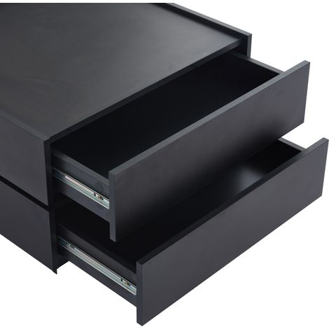 Table basse noire 60x60x38 cm pivotante 360°,2 étagères et rangement. Pratique comme table de chevet et salon. (1/5)