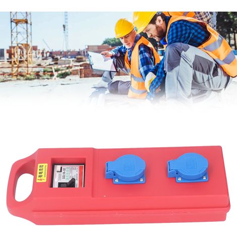 Tragbarer Stromkasten mit zwei Dreilochsteckdosen, temporärer Stromkasten für Baustellen, Schutzart IP54, 200-250 V. (1/5)