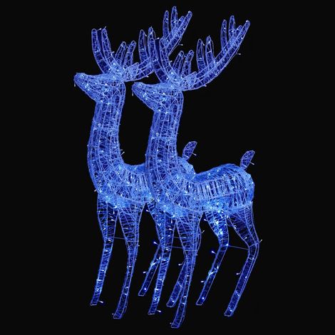 Rennes de Noël Lumineux Décoration Extérieure Acrylique 250 LED 180 cm Bleu Lot de 2 (1/5)