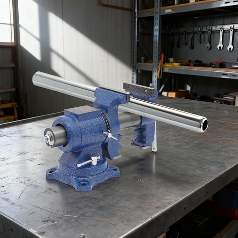 Étau avec enclume rotatif à 360° - 125 mm - Étau de table en fonte sphérique - Étau de table - Pour établi d'atelier - 4412.524cm Bleu (1/5)