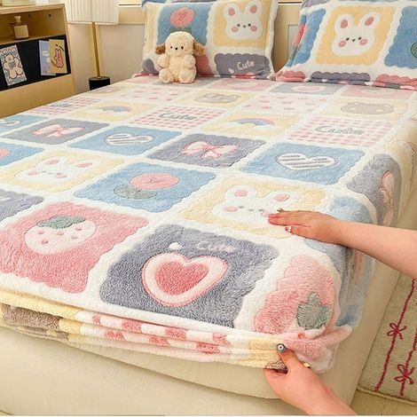 Drap-housse en velours flocon de neige, couvre-lit en velours de lait épais, protège-matelas, housse de lit simple pour dortoir (1/3)
