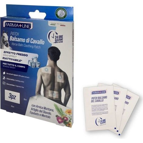 TrAdE Shop Traesio - Set 3pz Cerotti Patch Balsamo Cavallo Effetto Freddo Azione Lenitiva Corpo 9x14cm Cer7448a - (1/3)