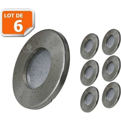 6 Spots LED Encastrables Alu Brossé Etanche IP44 Pour Salle de Bain Blanc Chaud (1/5)