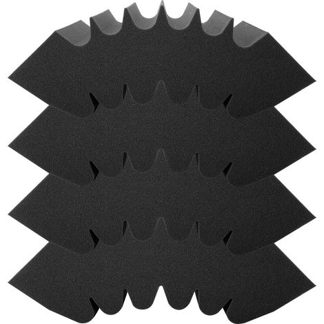 Panneaux Acoustiques en Mousse, Lot de 4, 42x16x30 cm, Auto-adhésifs Haute Densité, Ignifuges, Isolation Phonique pour Studio et Plafond, Noir (1/5)