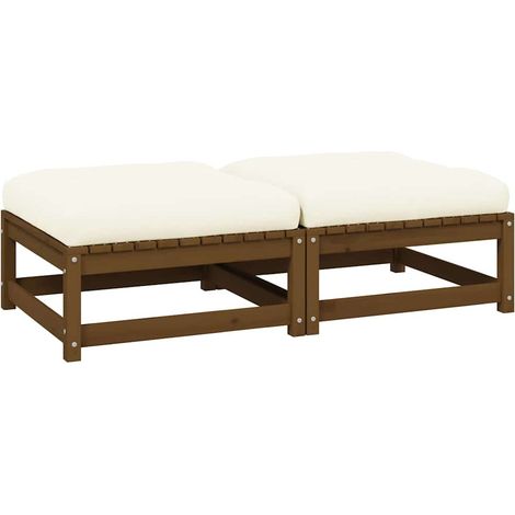 Lot de 2 Canapés de jardin avec coussins Canapé Repose-pied relax - Marron miel Bois de pin BV861610 - BonneVie (1/5)
