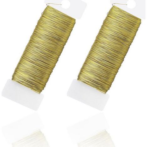 Film cadeau 2 rouleaux fil de bricolage 0,35mm or fil métallique pour bijoux artisanat décoration (1/5)
