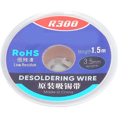 Fil à dessouder à conduction thermique rapide et puissante, en cuivre écologique, pour circuits imprimés électroniques (1,5 m x 3,5 mm). (1/5)