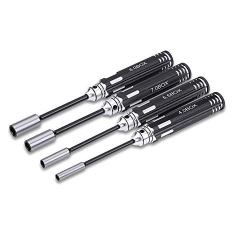CSPARKV 4 piezas de destornilladores de tuerca de casquillo hexagonal, modelo de destornillador de casquillo hexagonal con punta de pata de vástago hexagonal para coche RC