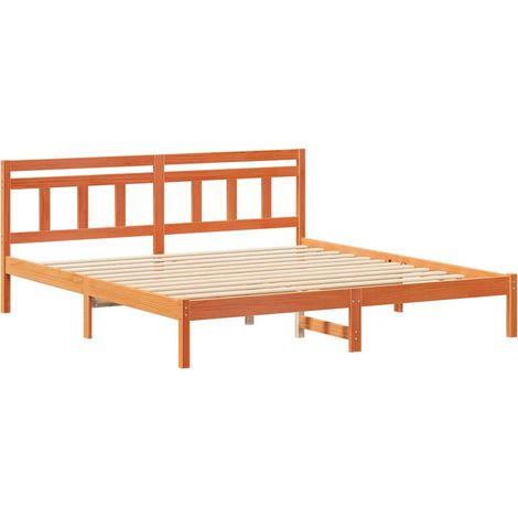 Lit adulte，Cadre de lit avec tête de lit Marron Bois de pin CFW4385723 (1/5)