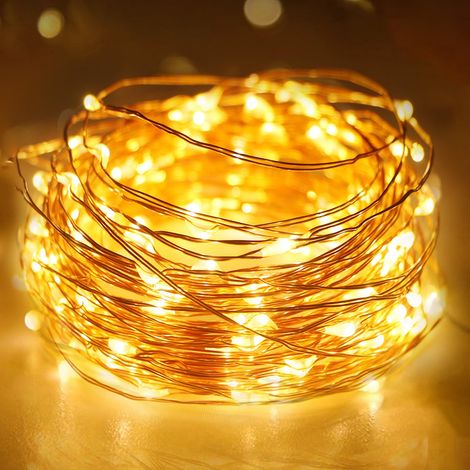 Lot de 1 Petite Guirlande Lumineuse à Pile avec Minuteur, 3M 30 LED Fil Cuivre Fairy Lights, Guirlande LED à Pile (Piles AA) Pour Fête, Noël, Halloween, Mariage, Décoration, Blanc Chaud (1/5)
