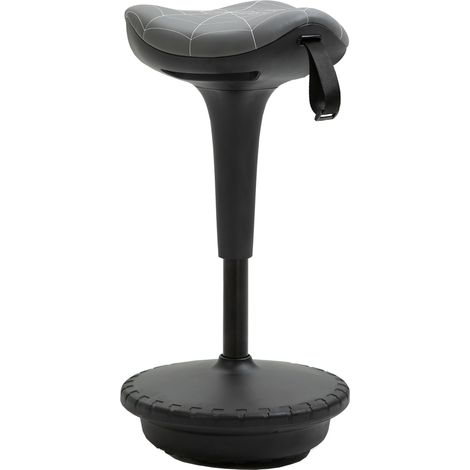 Tabouret de bureau pivotant ergonomique hauteur réglable 65,5-83,5 cm inclinable 120° Gris