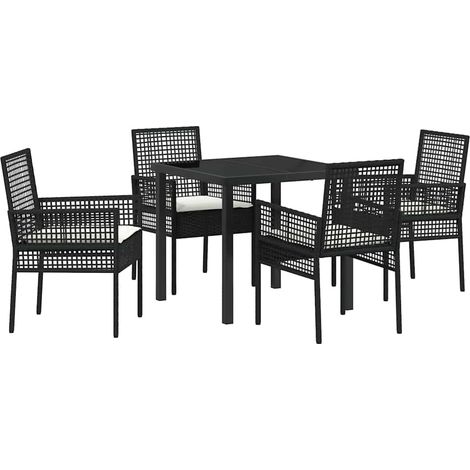 Maison Exclusive - Set da Pranzo per Giardino con cuscino 5 pcs Nero polyrattan (1/5)