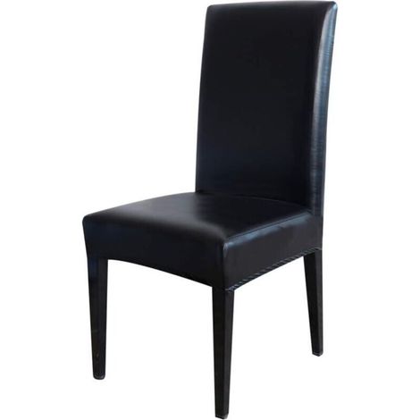 Waterproof chair covers in thick, stretchy faux leather – Set of 4 for indoor, office or hotel use
