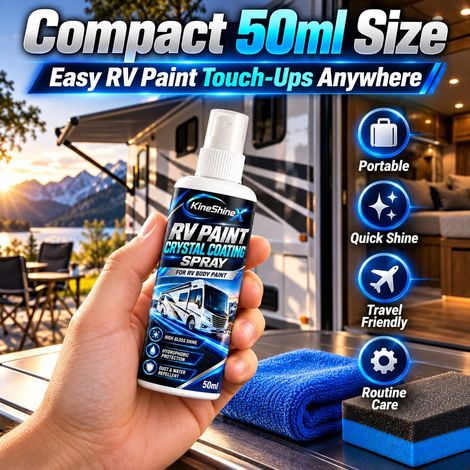 Peinture en aérosol KineShineX pour camping-cars : haute brillance, éclaircissante, hydrophobe, résistante à la poussière et facile à nettoyer. (1/4)