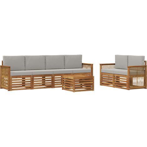 Ensemble de canapés d'extérieur 7 pc Naturel et gris clair vidaXL (1/5)