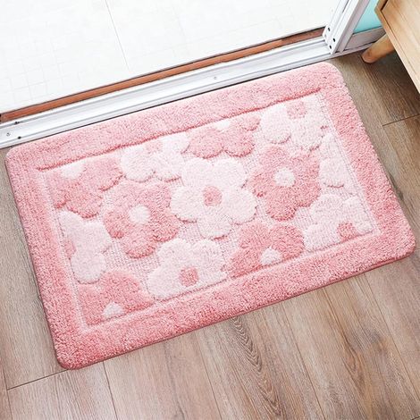 CCYKXATapis de Bain Antidérapant avec Dos en TPR, Doux Peluche à Poils Longs pour Salle de Bain, Tapis de Douche Absorbant 40x60 CM (1/5)