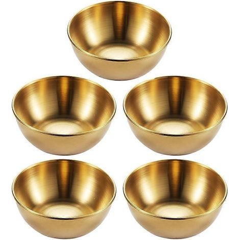 5-teiliges Serviertablett aus Edelstahl für Vorspeisen, Saucen und Gewürze – 8 x 2,5 cm – Gold (1/4)
