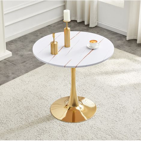 MEUBLIV runder Tisch 80 cm weiß – Tulpenfuß aus Metall, modernes Design (1/5)