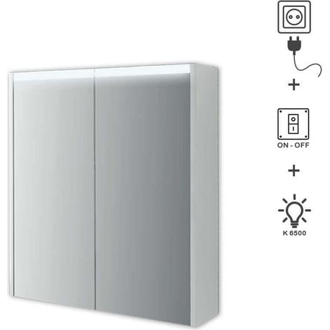 Specchio 2 ante illuminazione led Made in Italy 84217 Bianco Opaco (1/4)