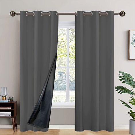 Cortinas opacas para mayor privacidad, 140 cm de ancho x 220 cm de alto (55 pulgadas x 86 pulgadas), aptas para dormitorios y salas de estar, color gris, 2 paneles. (1/4)
