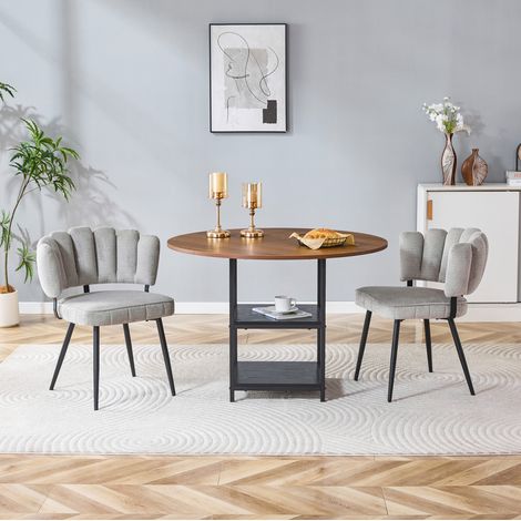 MEUBLIV Esszimmer-Set mit Tisch und 2 Stühlen 107 cm Grau – Doppelablage (1/5)