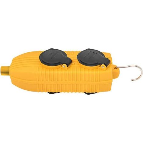 Powerblock bloque de 4 tomas móviles con tapa sin cable IP44 - Amarillo