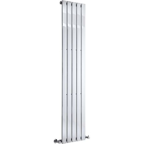 Milano Alpha Chrome Vertical Column Single Flat Panel Radiator - 1800mm x 375mm (1/5)