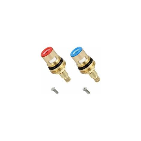 Autres accessoires de robinetterie 2Pcs Tête a Disques Céramique, 1/2" Cartouches Céramique, Universelles de Rechange pour Robinet en Laiton 20 Crans x 53mm Rechange pour Cusine, Salle de Bain (Chaud