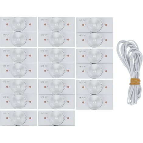 Kit de 20 perles LED 3V SMD avec plaque en fibre de verre, lentille concave et bandes filtrantes pour réparation de téléviseur LED (1/5)