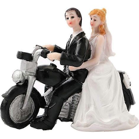 Hochzeitspaar auf Motorrädern, romantische Torten-Mittelstücke (1/5)