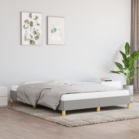 Bed Frame without Mattress Light Grey 135x190 cm Double Double Fabric vidaXL (1/5)