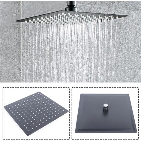 Tête de Douche Carrée Moderne 30x30cm Tête de Douche Pluie Noire, Régie de Douche (1/5)