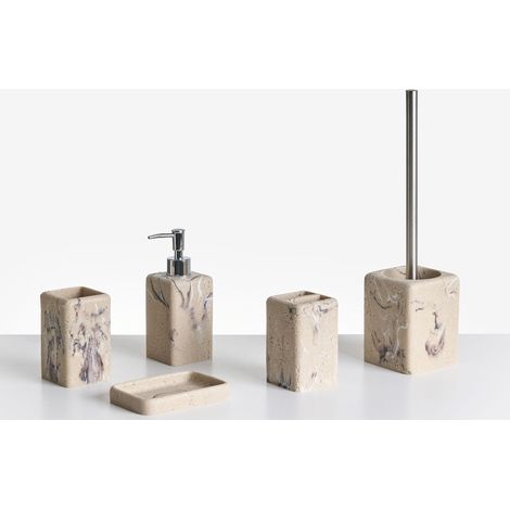 5-Piece Bathroom Accessories Set VILCANOTA Beige Marble