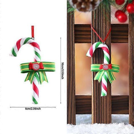 1 boule de Noël suspendue, rouge et blanche, en forme de canne à sucre, pour la maison, les fêtes et le sapin de Noël. Décorations pour Noël et le Nouvel An. (1/5)