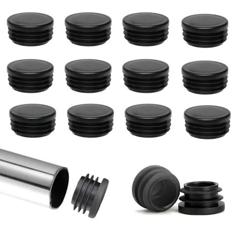 Lot de 40 s à Ailettes Ronds Protection Pied de Chaise 22MM en Plastique Rond Dextrémité de Tube Noir Glisse Meubles Chaise s en Plastique,Convient chaises, canapés (1/4)