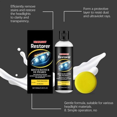 Kit De Restauration De Phares - 100ml Nettoyant Polish Spray pour Optique de Voiture,Fournitures Exterieures Automobile,Automobile (1/5)