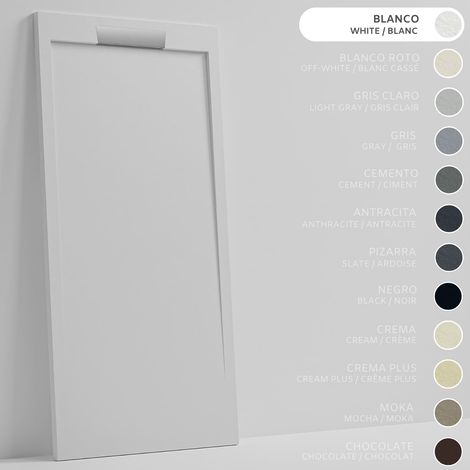 SOULBATH Receveur de Douche - Résine - Gel Coat - Texture Lisse/Pierre - BLANC - Antidérapant- 130x80 Extra plat 3cm- Conception Élégante (1/5)