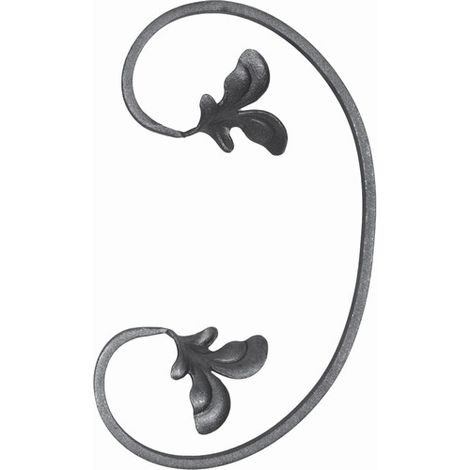 Volute en C double feuilles - Hauteur 250mm Largeur 150mm plat de 12x6mm - Fer forgé - À souder - DECO FER FORGE (1/5)