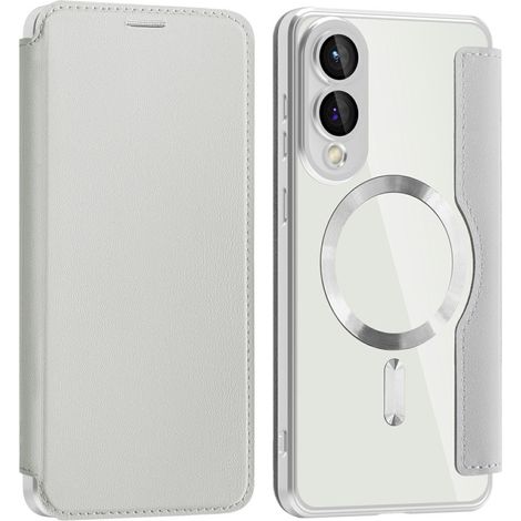 Funda de piel para Samsung Galaxy S25 Edge - Gris, compatible con MagSafe, con protección RFID, gris titanio. (1/5)