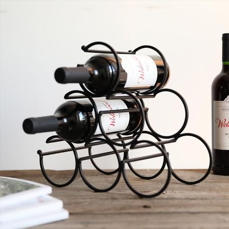Casier à Vin de Table en Fer 27,5 cm de Hauteur Porte-Bouteilles de Vin Rustique Stockage Étagère à Vin Autoportant Porte-Bouteilles Portable Cave à Vin (Conception de 6 Bouteilles) (1/5)