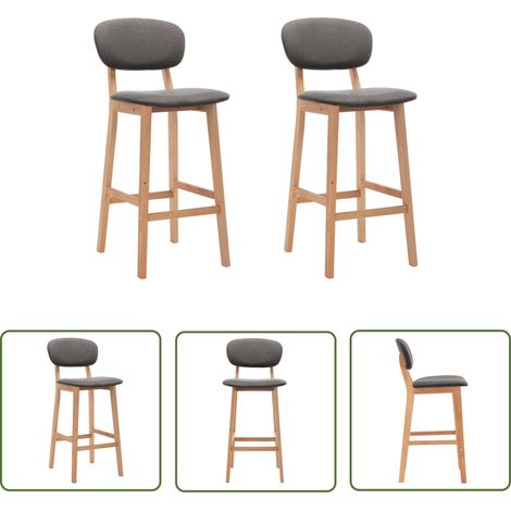 Furniture Limited - Tabourets de bar lot de 2 gris clair tissu (1/5)